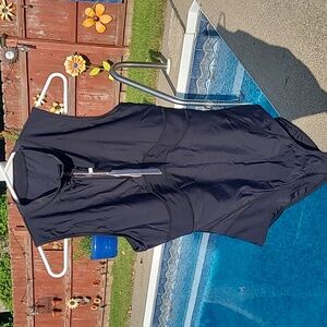 New with tags! LafyKoly Womens Medium one piece black zip up swim suit